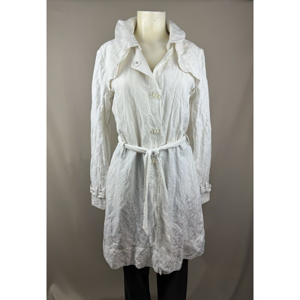 Alexander Wang Long Sleeve Buttoned Belted Trench Coat Women's 10 Off-White